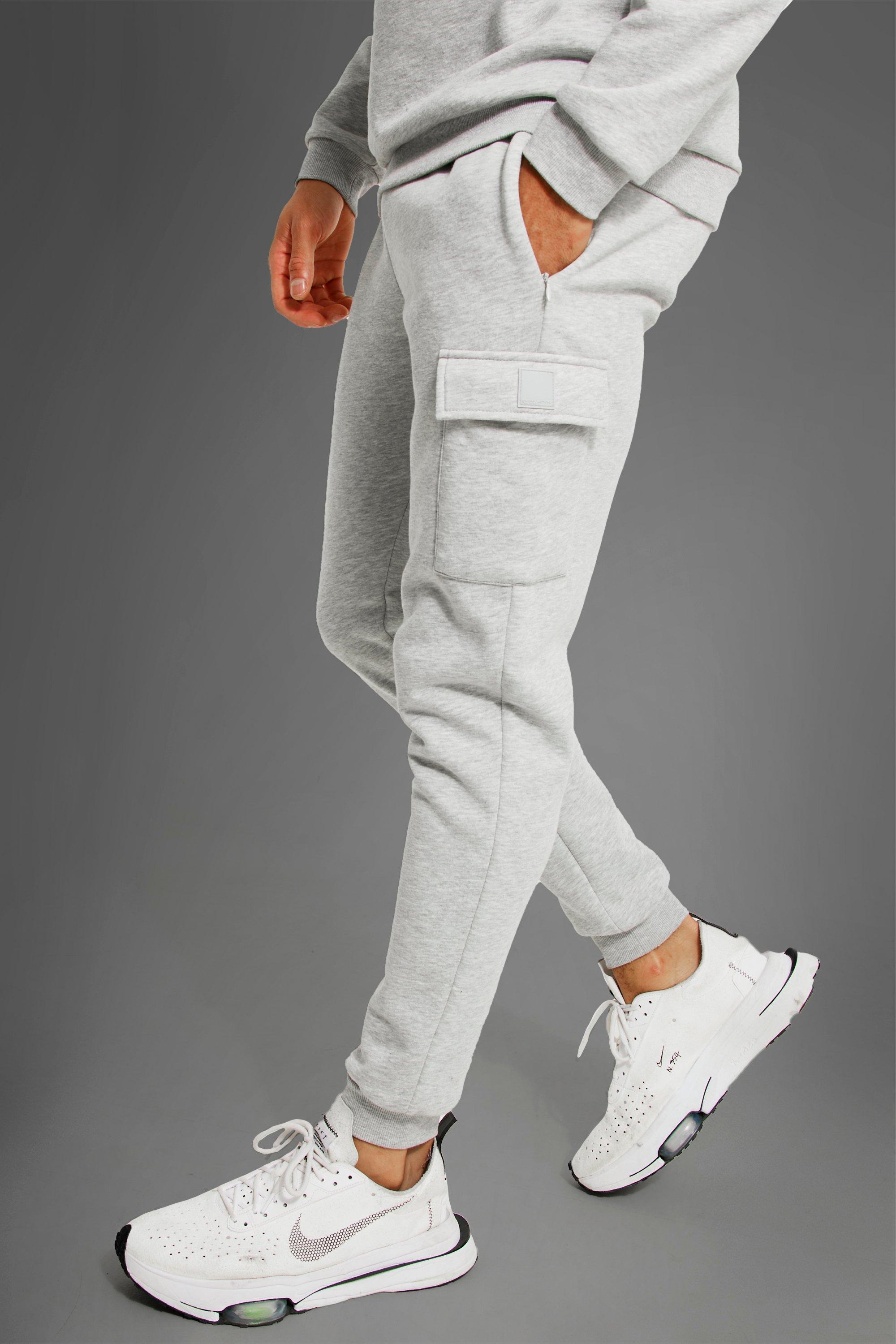 Mens Grey Man Active Gym Cargo Jogger, Grey